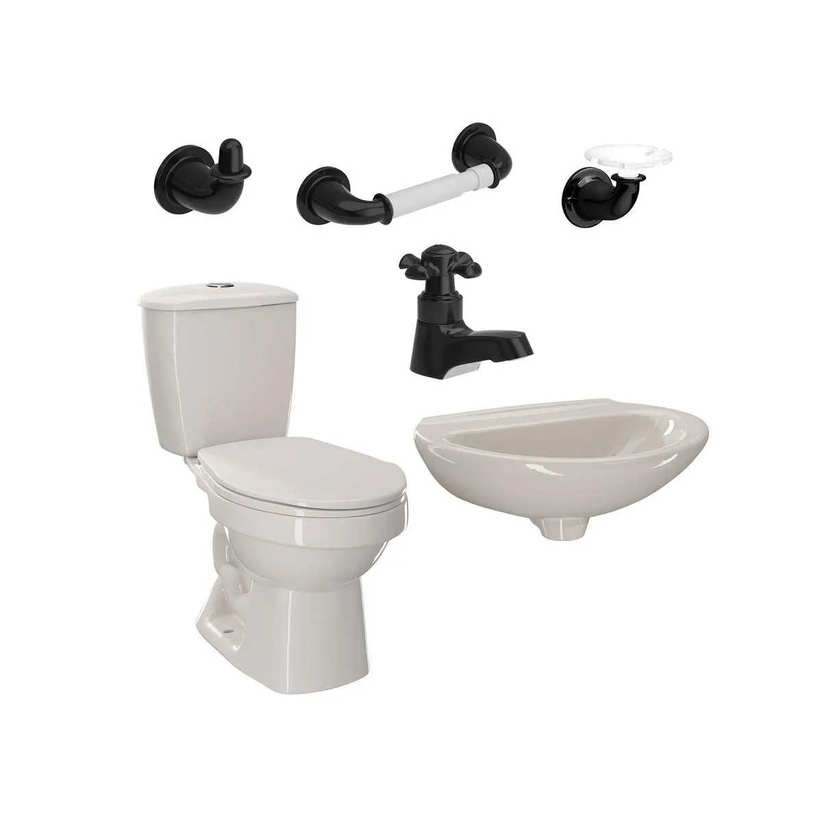 Combo Laguna 4.8 Bone con grifería y accesorios negros de edición especial