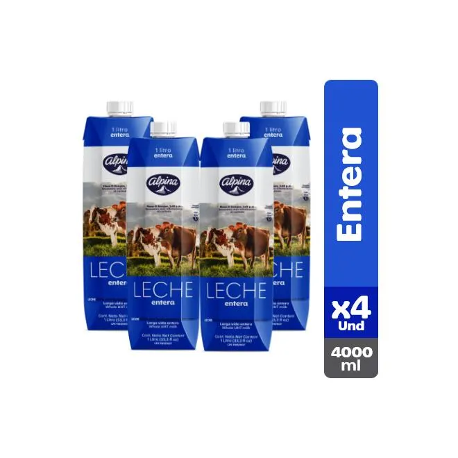 Leche Entera Alpina x 4 Und Caja 1000 ml