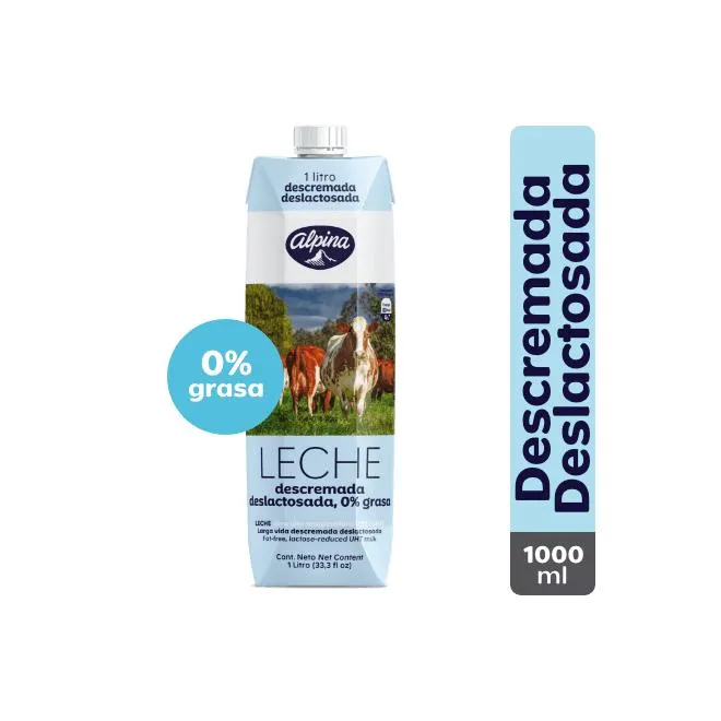 Leche Descremada Deslactosada Alpina Caja 1000 ml