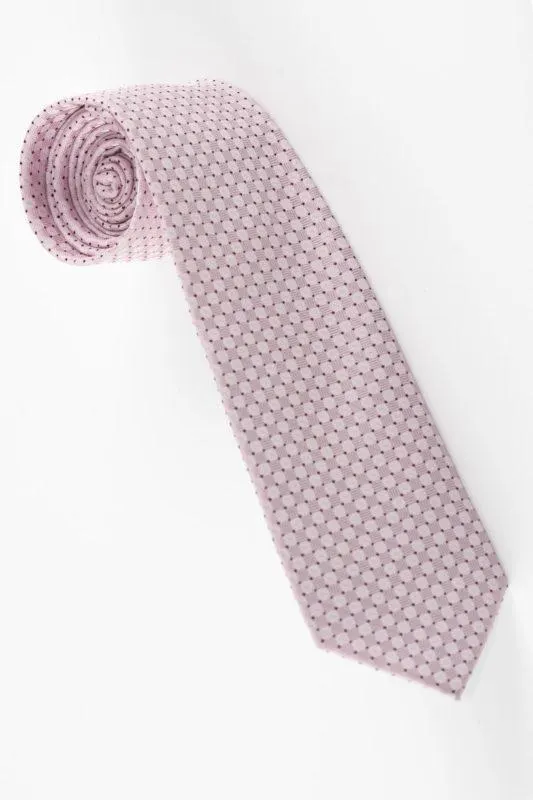 Corbata Semipitillo En Poliester Color Rosado Bordado Diagonal Con Punto Vinotinto