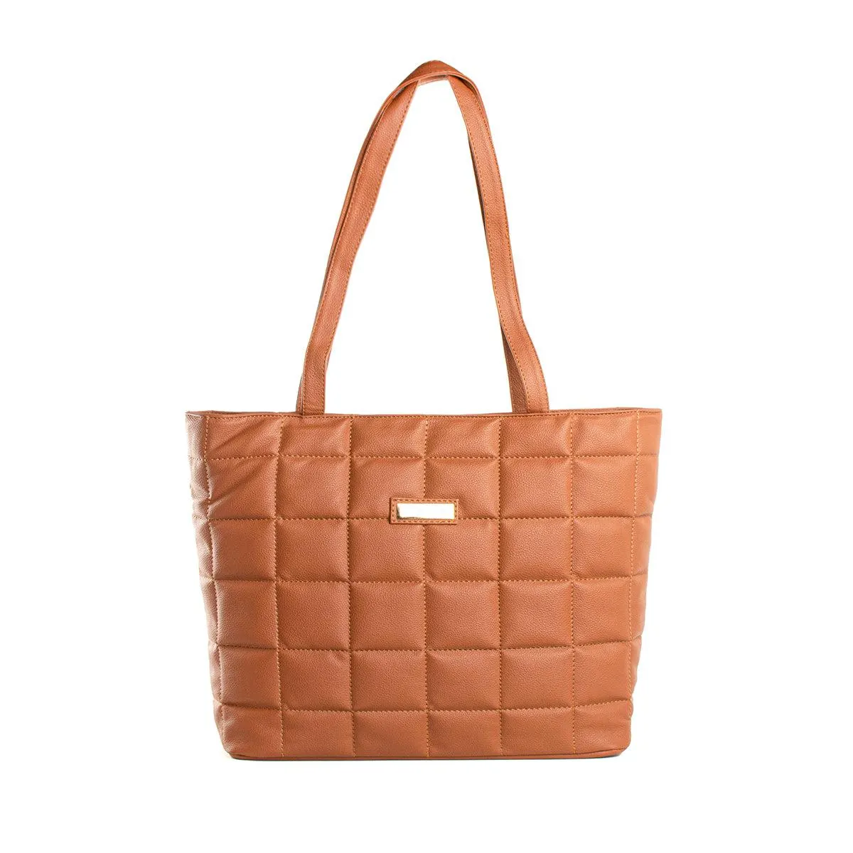 Bolso tipo shopping color miel, para dama