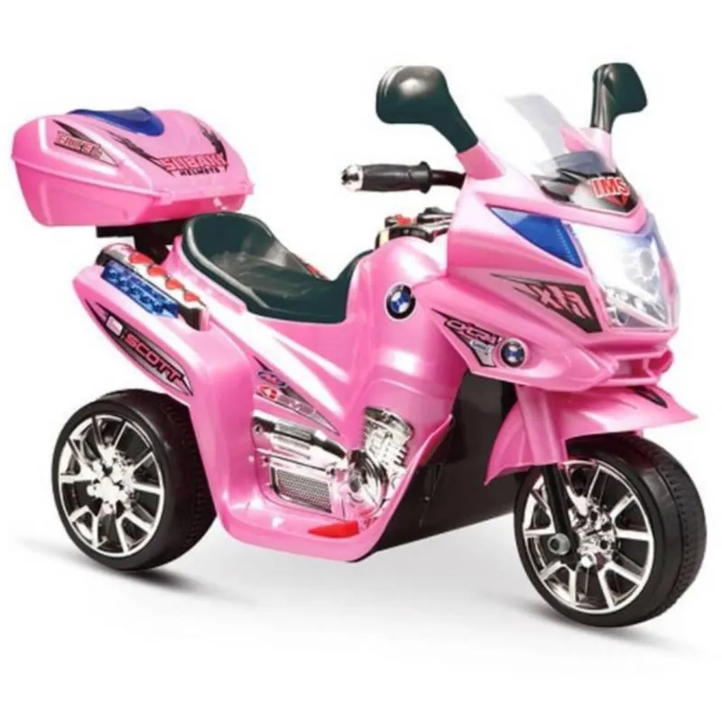 Moto Carro Electrica Montable Recargable Niños Niñas 4 años Rosado 518