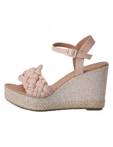 Sandalias con taco tipo cuña y diseño de trenza para mujer