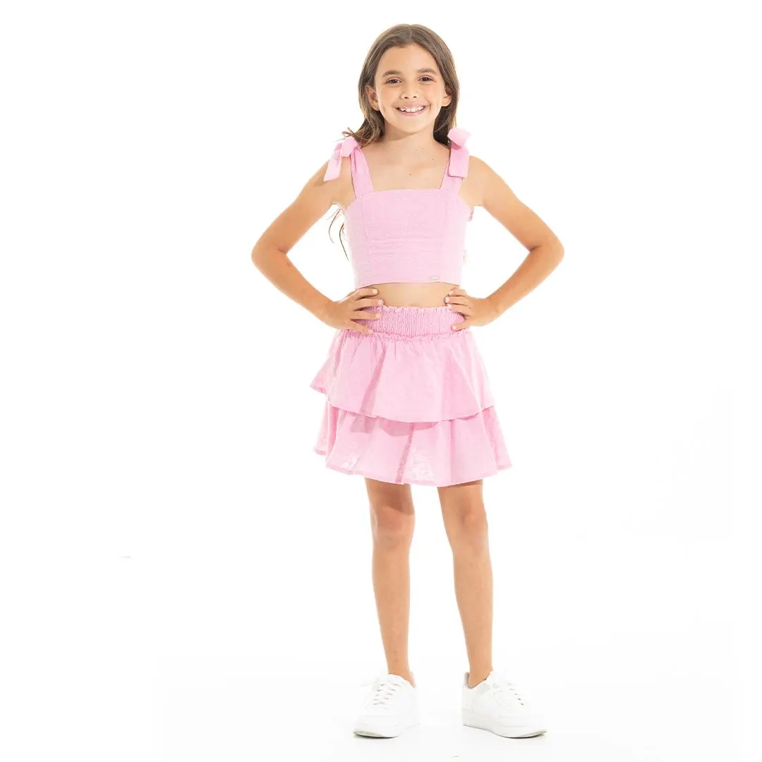 PINK EYELET SKORT SET FOR GIRLS