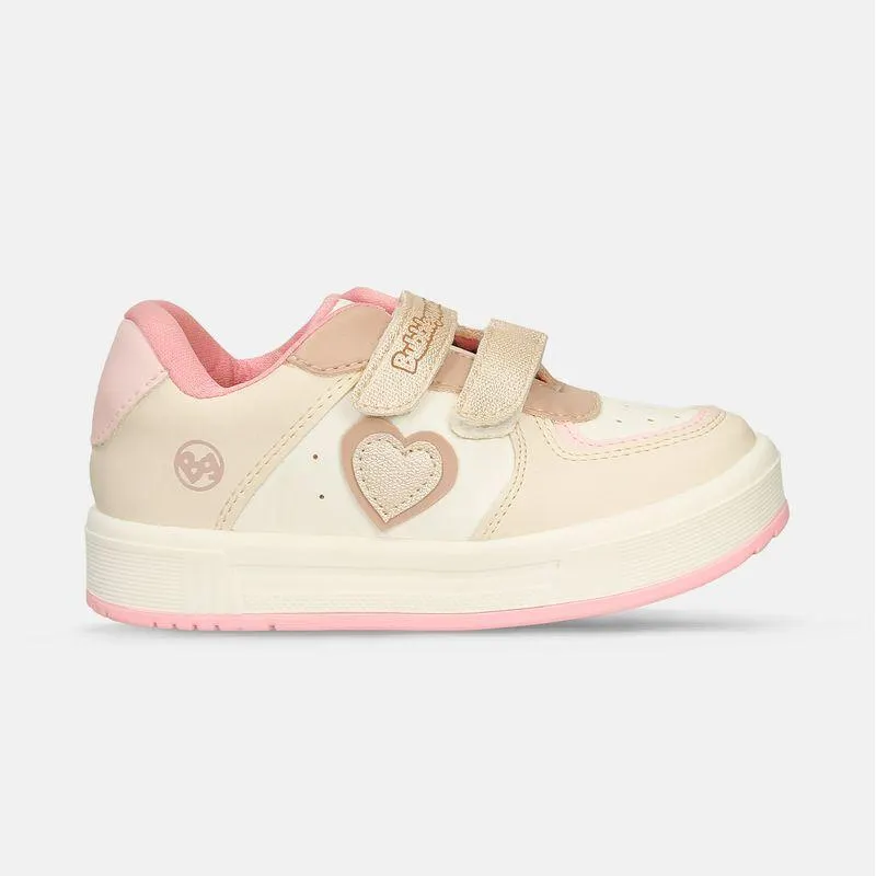 Tenis Casuales Beige-Rosado Bubblegummers Saray Niña