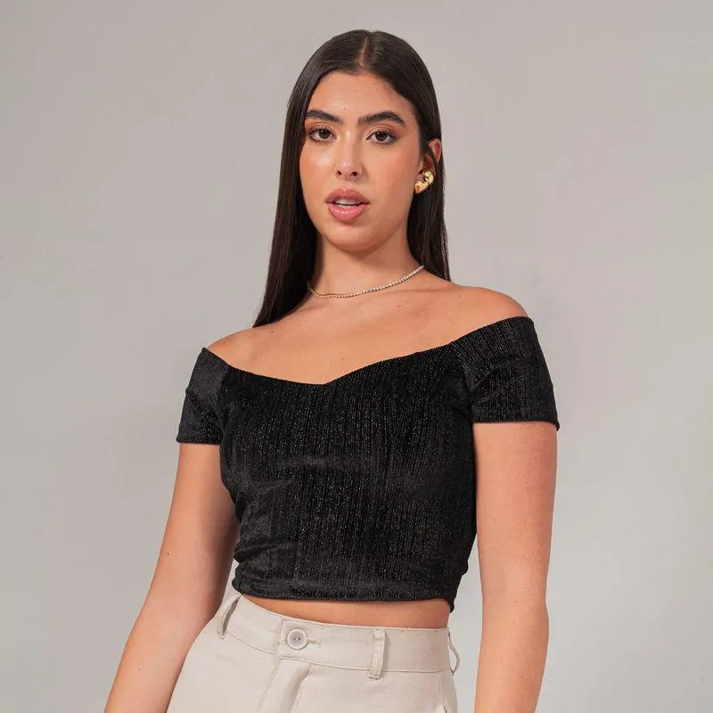 Blusa Ajustada Corta Manga Corta Pota