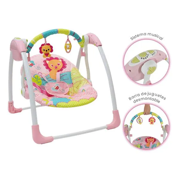 Silla Mecedora Columpio Musical Rosado - Priori