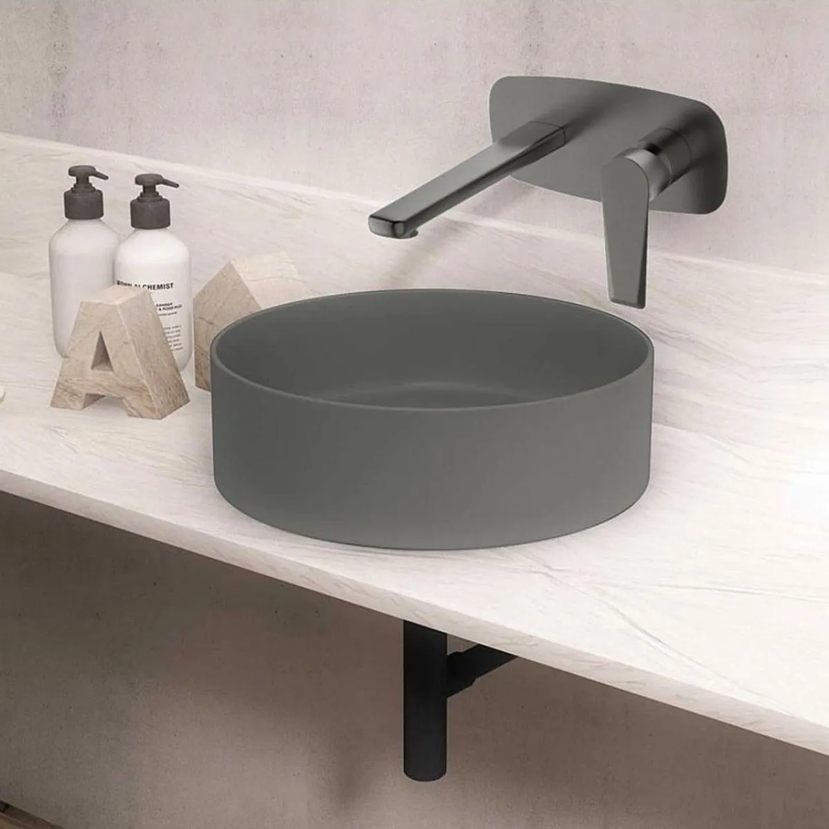 Grifería monocontrol de pared gunmetal