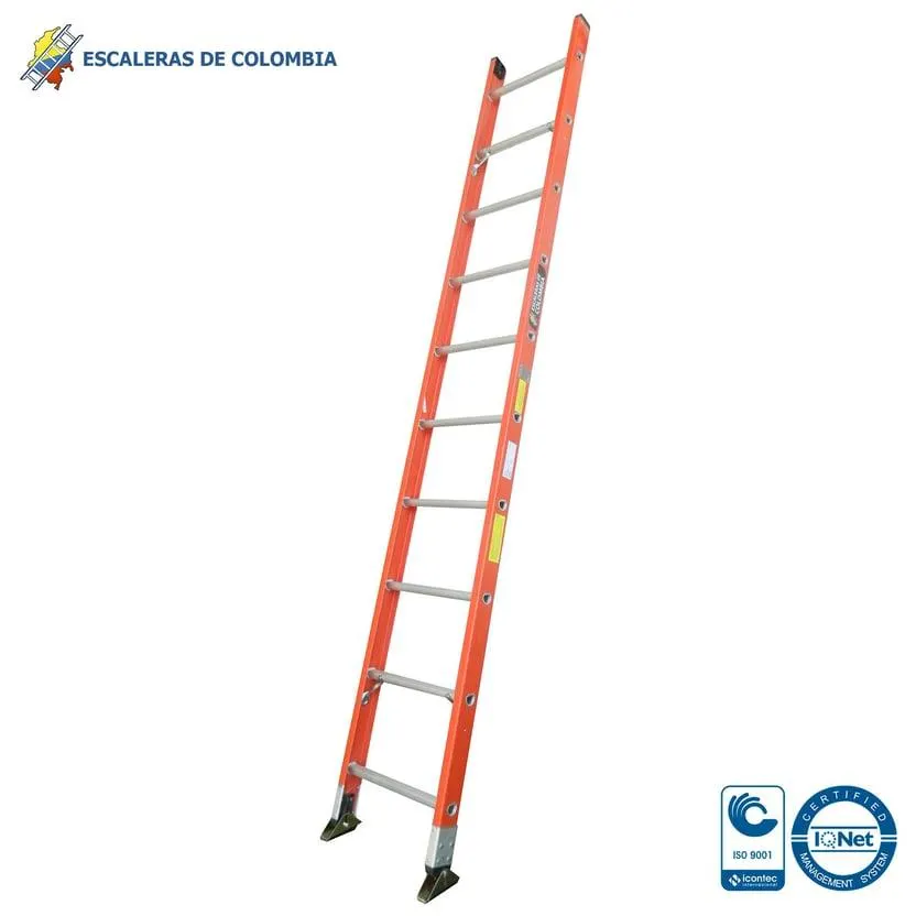 Escalera Certificada Tipo 1A Sencilla Dieléctrica 10 Pasos 3.0 Metros 136 kg