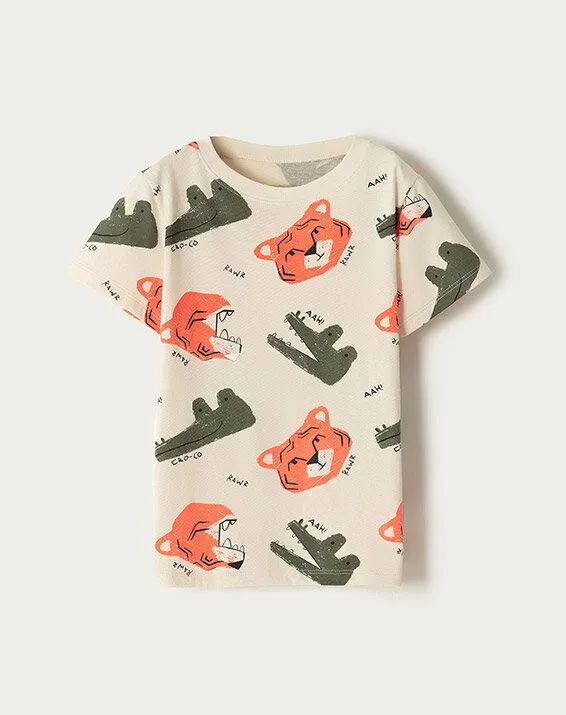 camiseta octary beige estampado 9-12m