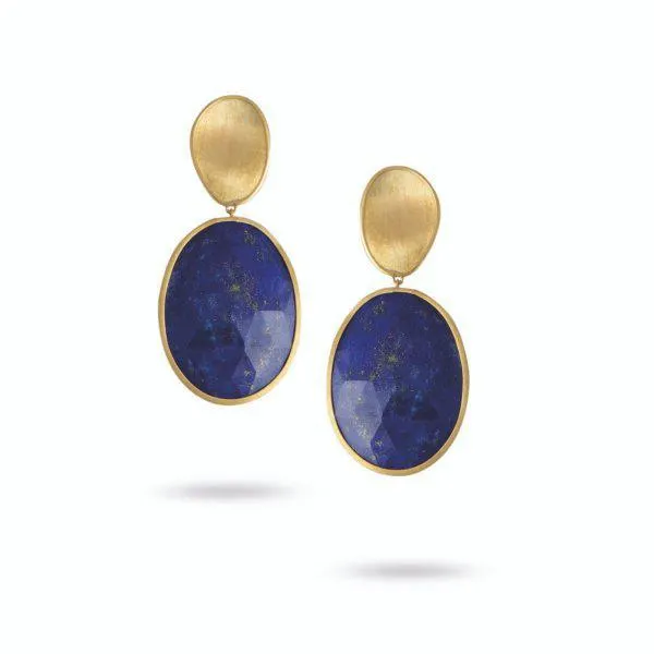 Aretes largos Marco Bicego Lunaria oro amarillo 18K y lapislazuli