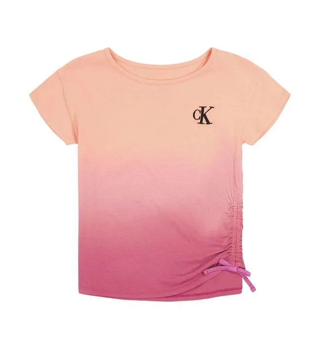 Camiseta Niña Manga Corta Rosado Calvin Klein
