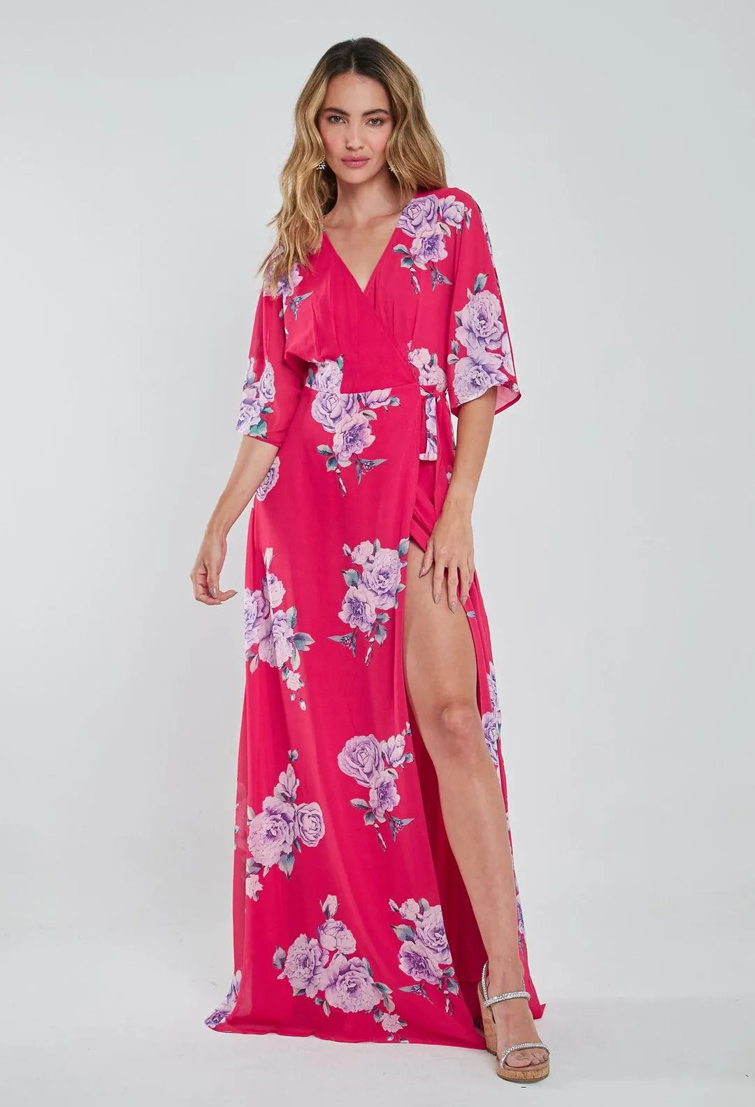 Vestido Largo Envolvente Floral Mujer- SALE