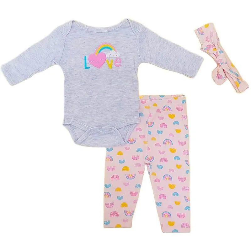 Conjunto Body Pantalón + Cinta Cabello Bebé Niña Talla 0-3M