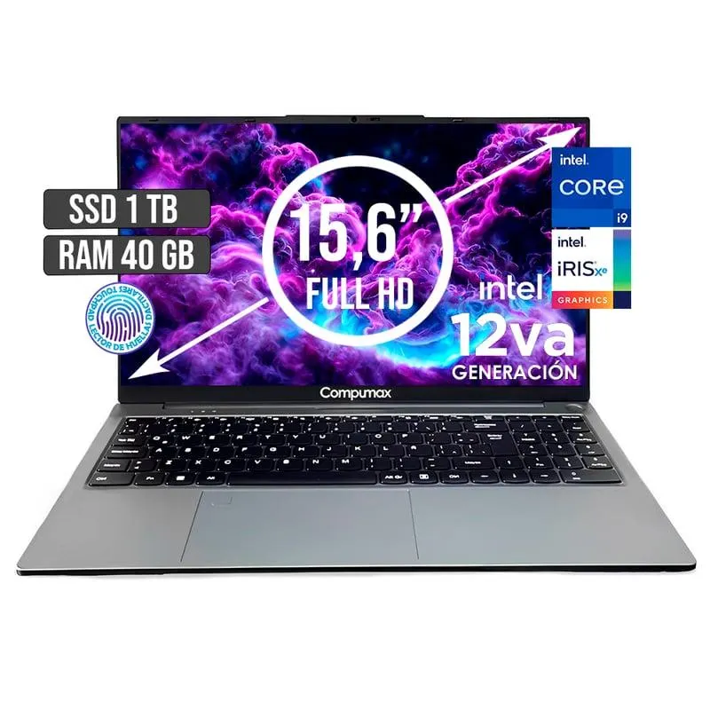 PORTATIL COMPUMAX INTEL CORE I9-12900H SSD 1TB RAM 40GB LED 15,6 FULL HD