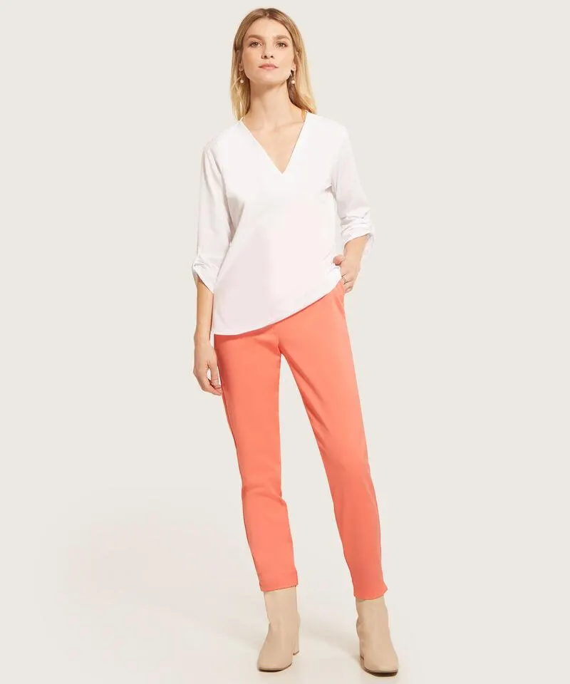 Pantalón Unicolor Con Elástico En Posterior