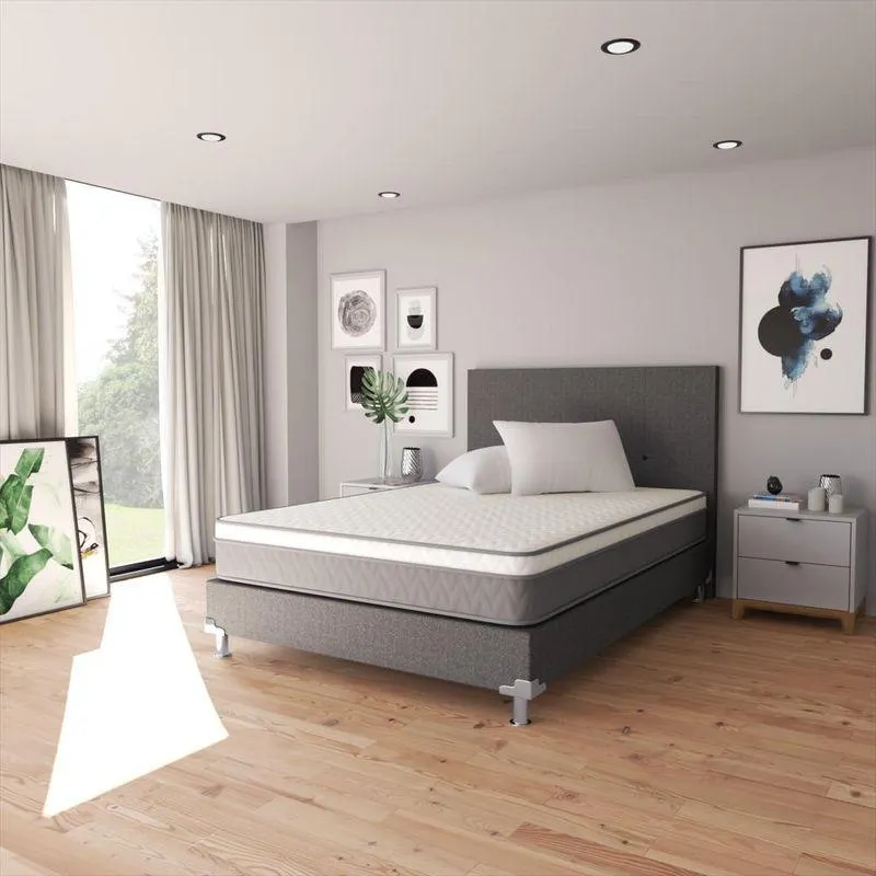 Combo Milan 140X190 Basecama+Colchon+Cabecero+2Almohadas