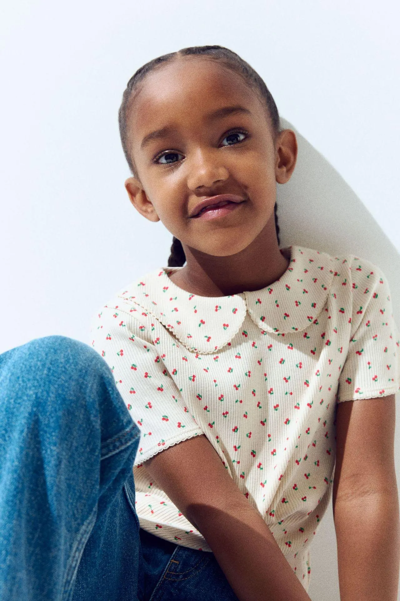 Camiseta en algodón con ribetes de picot