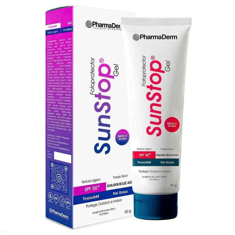 Protector Solar en Gel Piel Mixta a Grasa Sunstop Spf 50+ 80 Gr