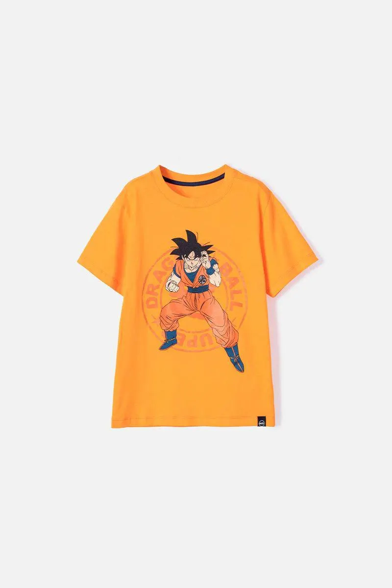 Camiseta de Dragon Ball manga corta naranja para niño