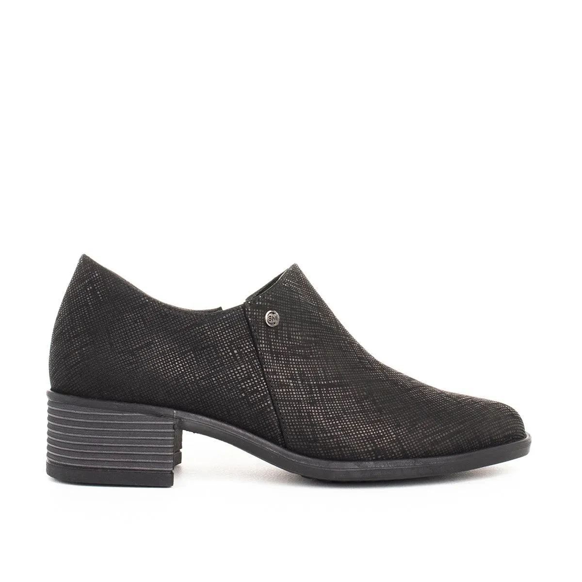 Botín de cuero tacón bajo color negro, para dama