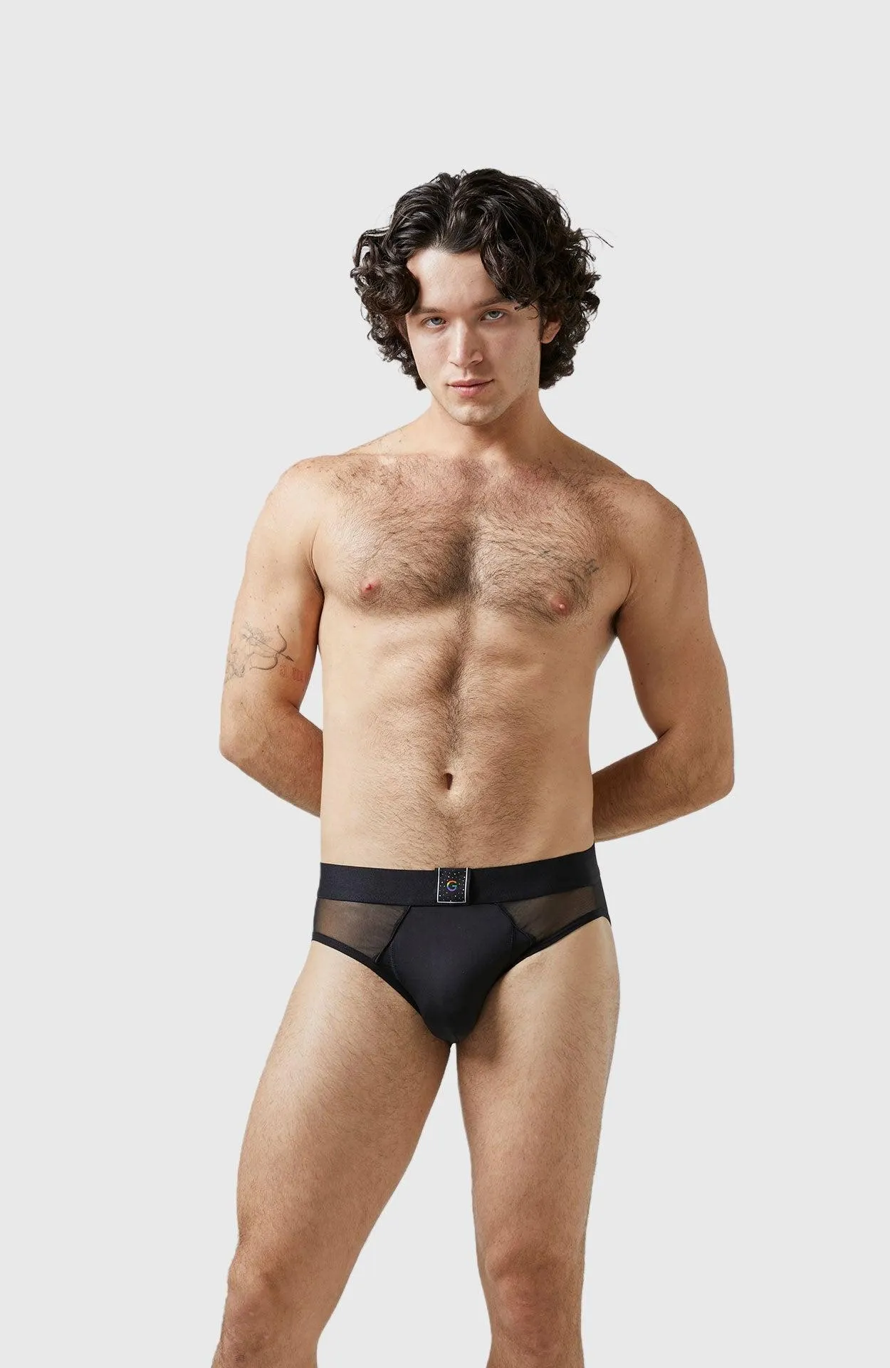 Brief unicolor de microfibra premium y tull (GG10B1)