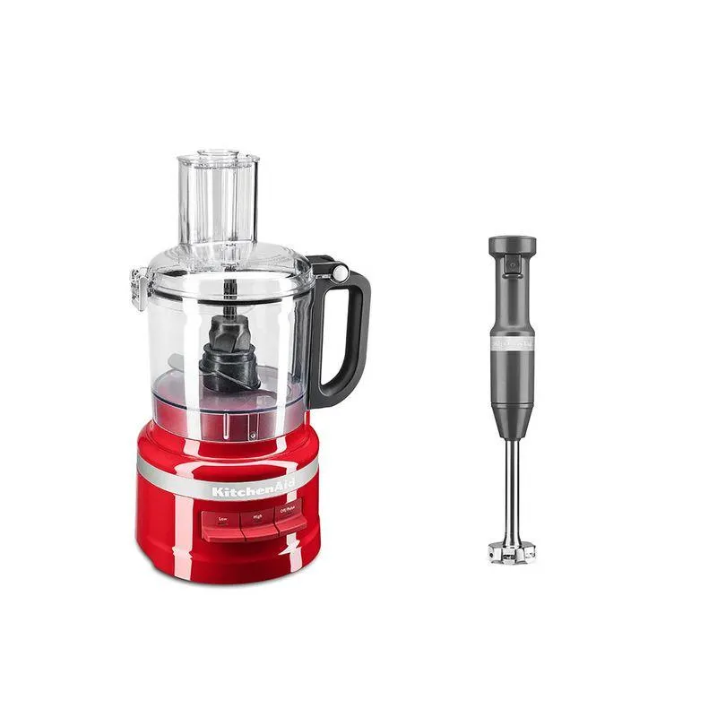 Combo Procesador de 7 tazas Empire Red + Licuadora de inmersión Velocidad Variable Charcoal Grey KitchenAid