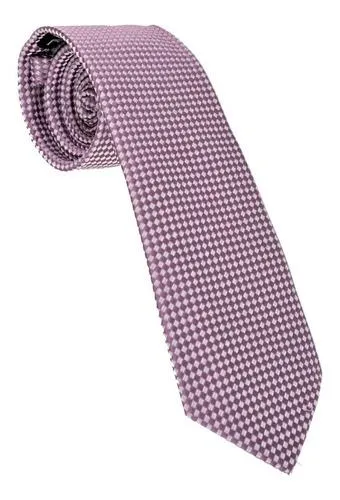 Corbata Semipitillo En Poliester Color Lila Textura Rombos