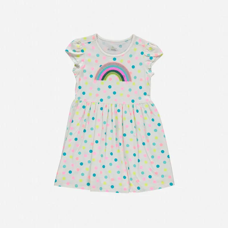 Vestido Mic manga corta multicolor para niña