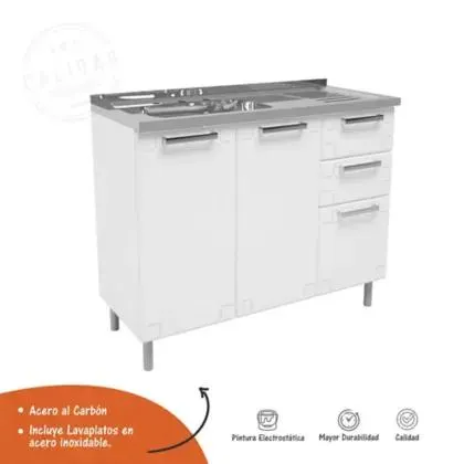 Mueble Base Triple 2 Cajones Con Lavaplatos Multipla Blanco