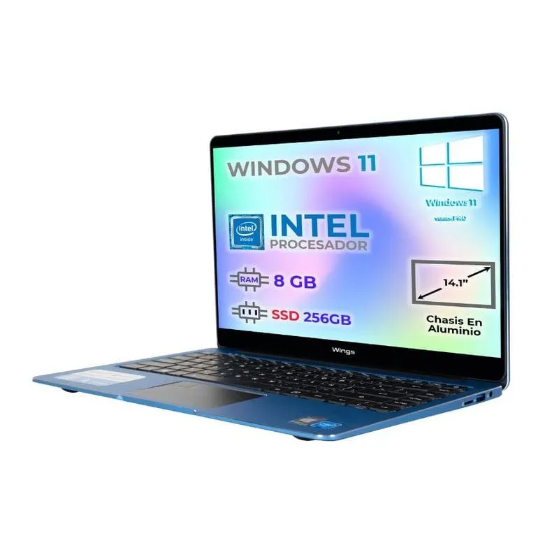 Computador Portatil 14.1 Pulg Intel Ram 8 Gb SSD 256 Gb Wingsbook Laptop F141BI Azul