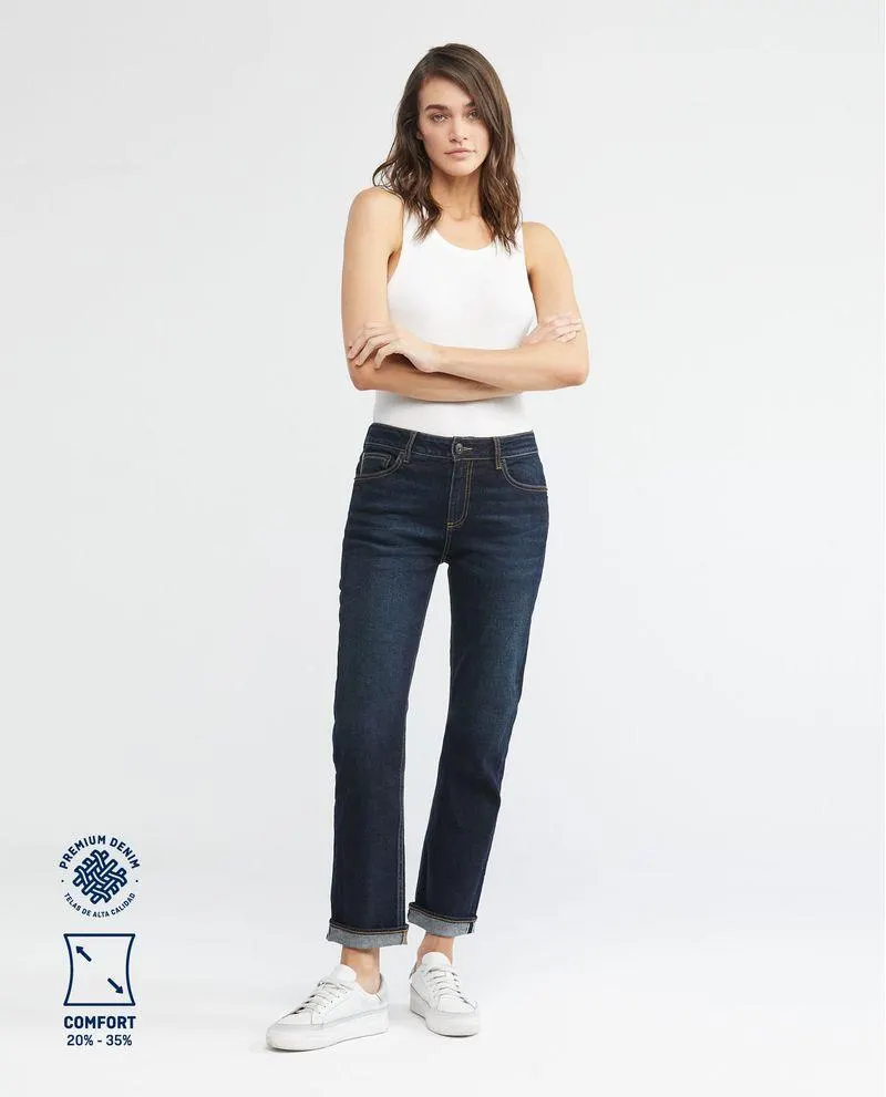 Jean de Mujer High Rise, Cosmo, Boot Cut - Selvedge Azul Ultra Oscuro