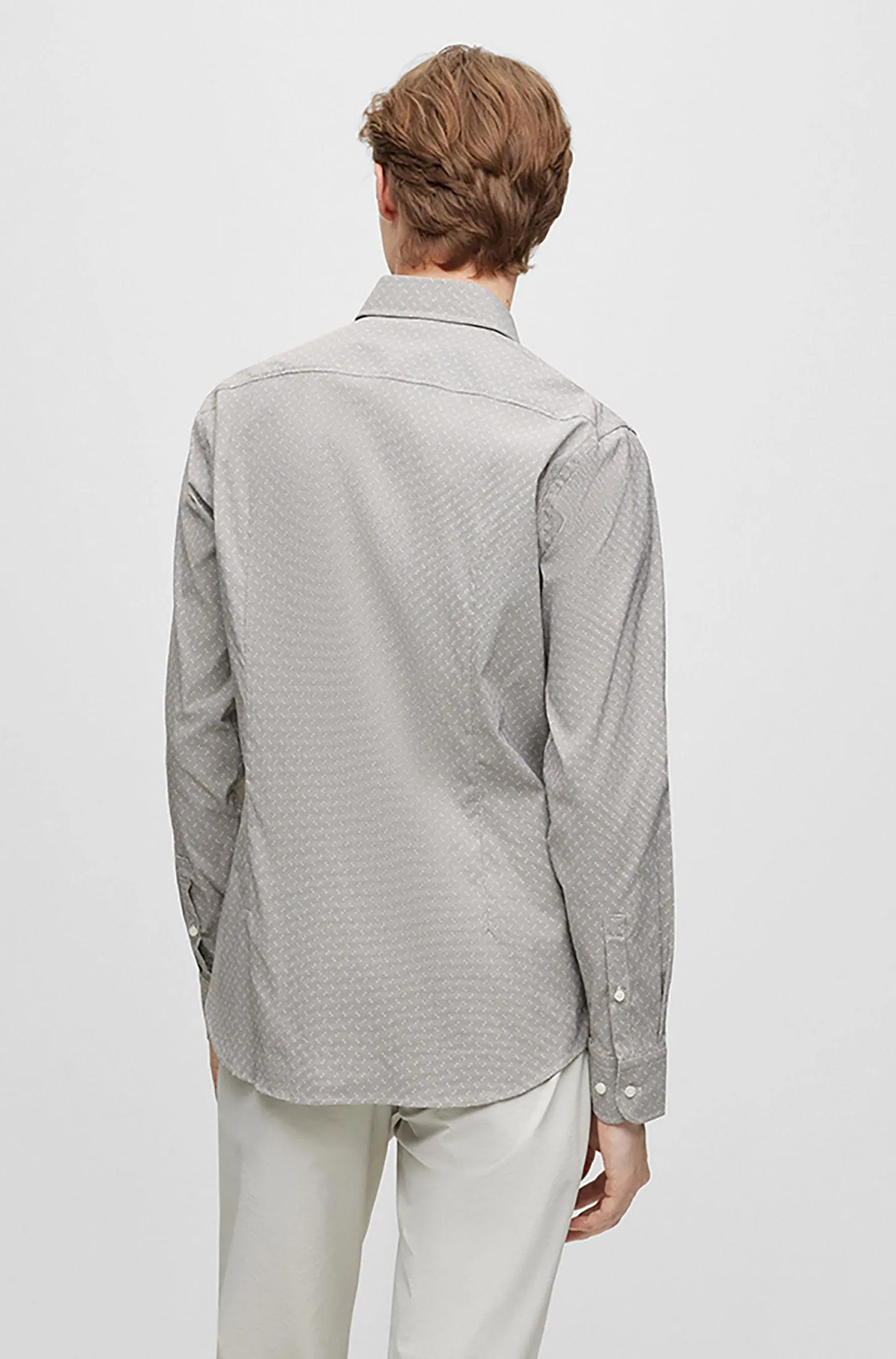 Camisa Slim Fit De Tejido Elástico Hombre