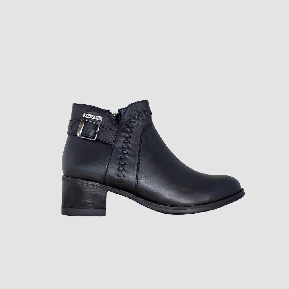 BOTINES PARA MUJER SATEL CUERO NEGRO