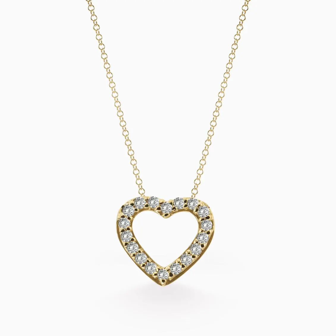 Collar corazón en oro amarillo de 18K con brillantes