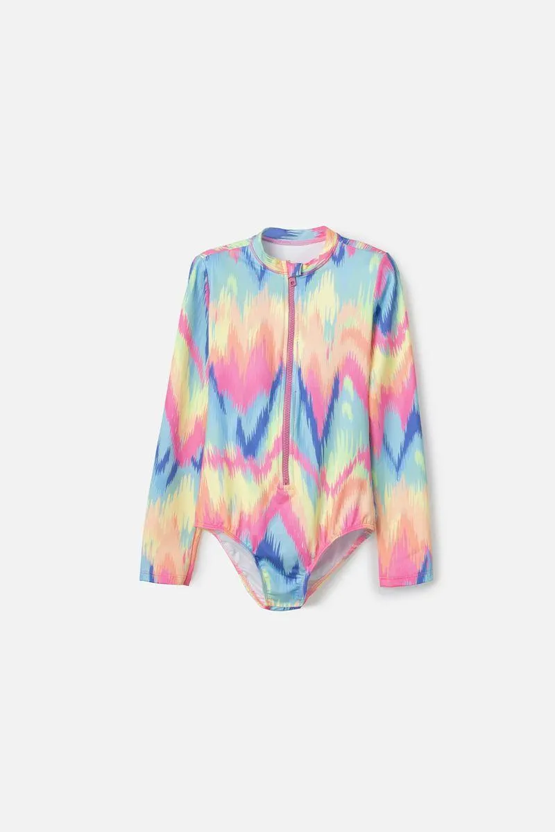 Vestido de baño Mic de manga larga multicolor para niña