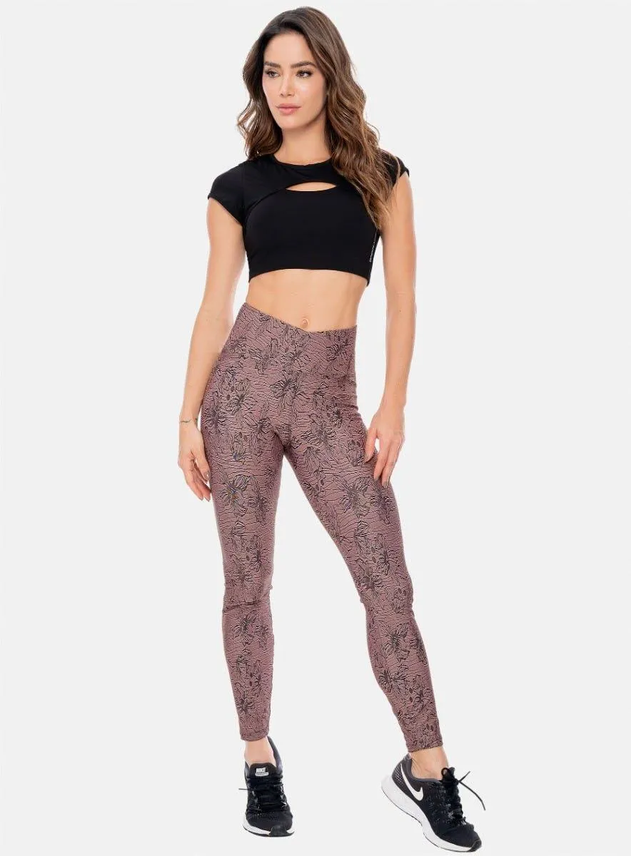 LEGGINS DEPORTIVO MUJER PRETINA CRUZADA EN TELA JAQUARD TALLA ÚNICA