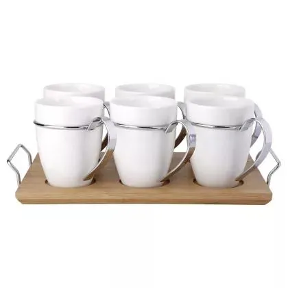 Mug 6 Unidades Con Base Bambu