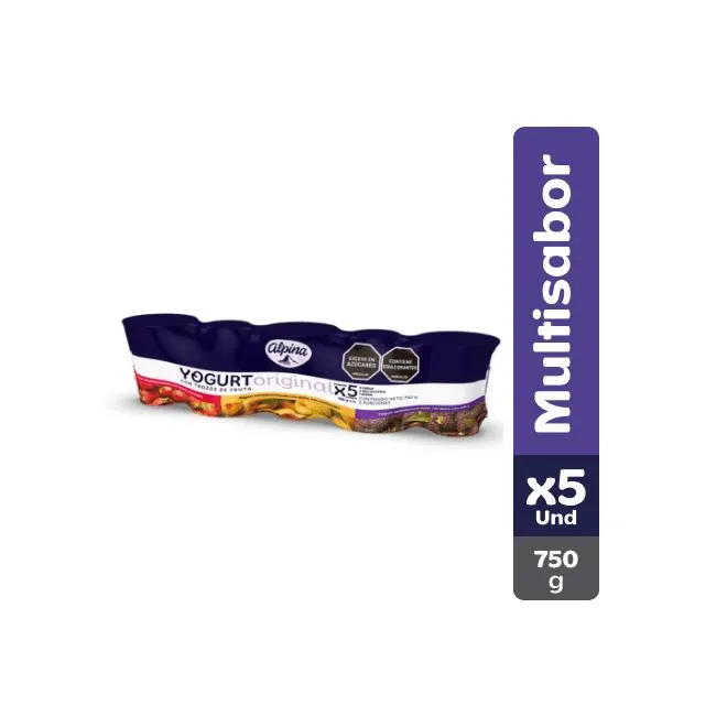 Yogurt Original Alpina multisabor x5 Und Vaso 150 g