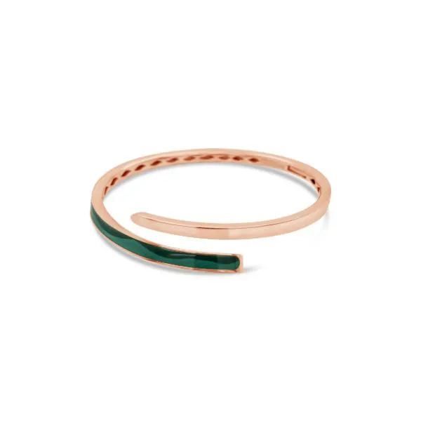 Pulsera Aro abierto Bauer oro rosa 18K y malaquita