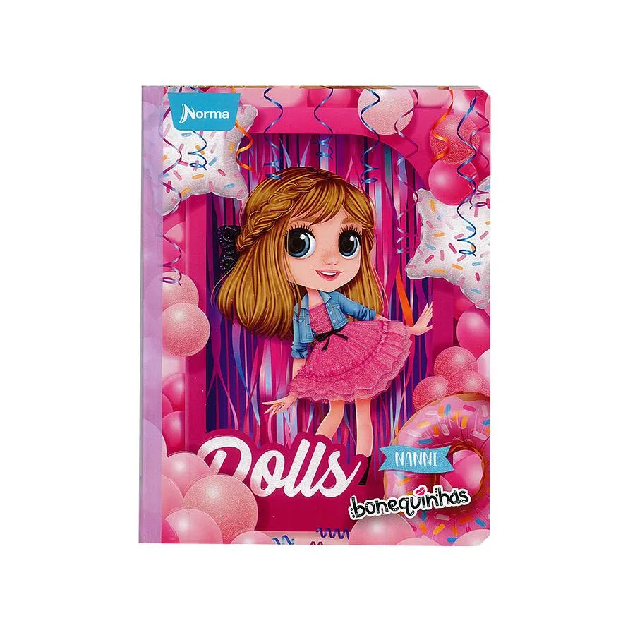 Cuaderno Cosido Norma Bonequinhas Dolls 50 Hojas Cuadros