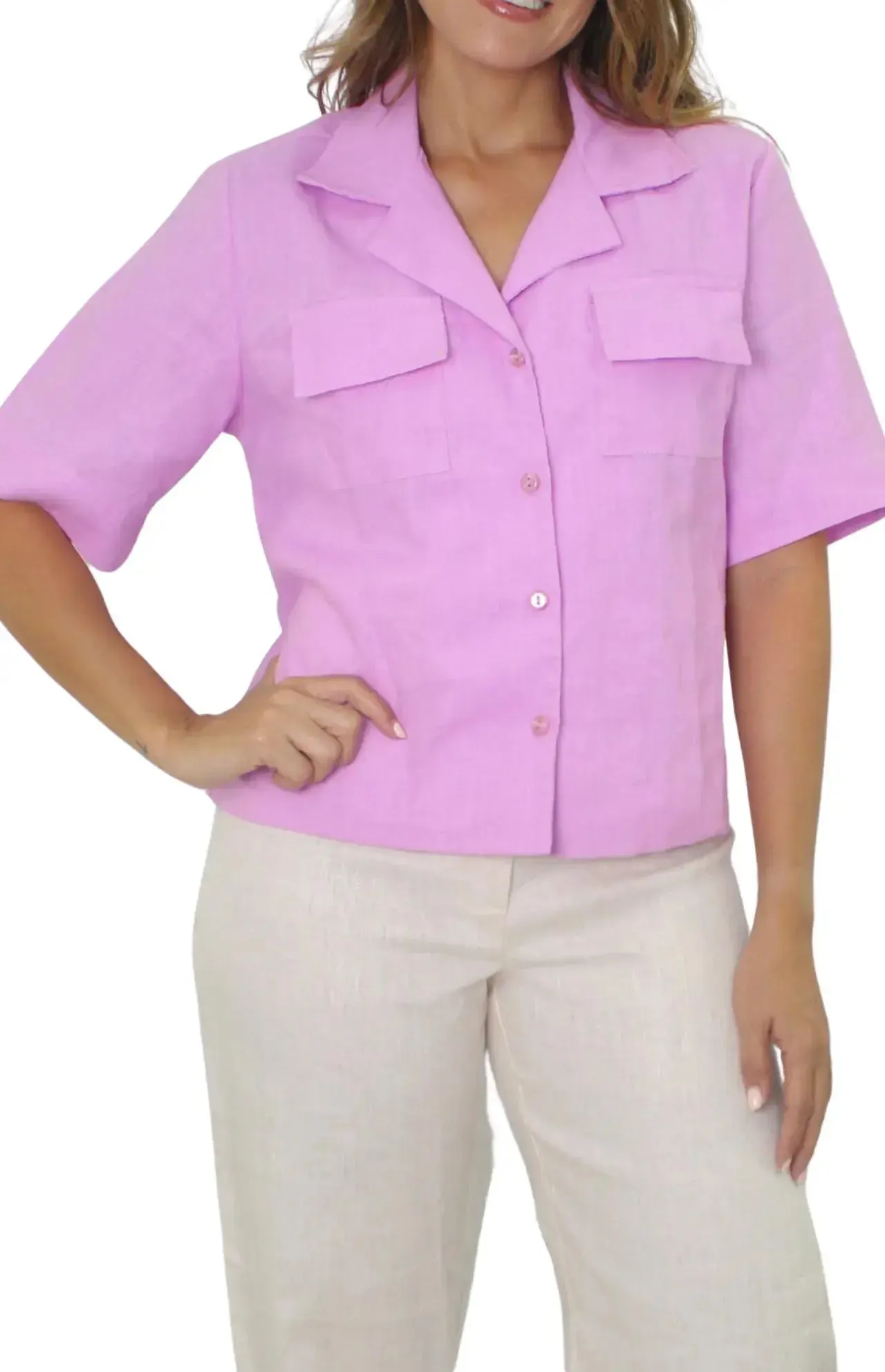 Blusa Elegante Camisera en Lino