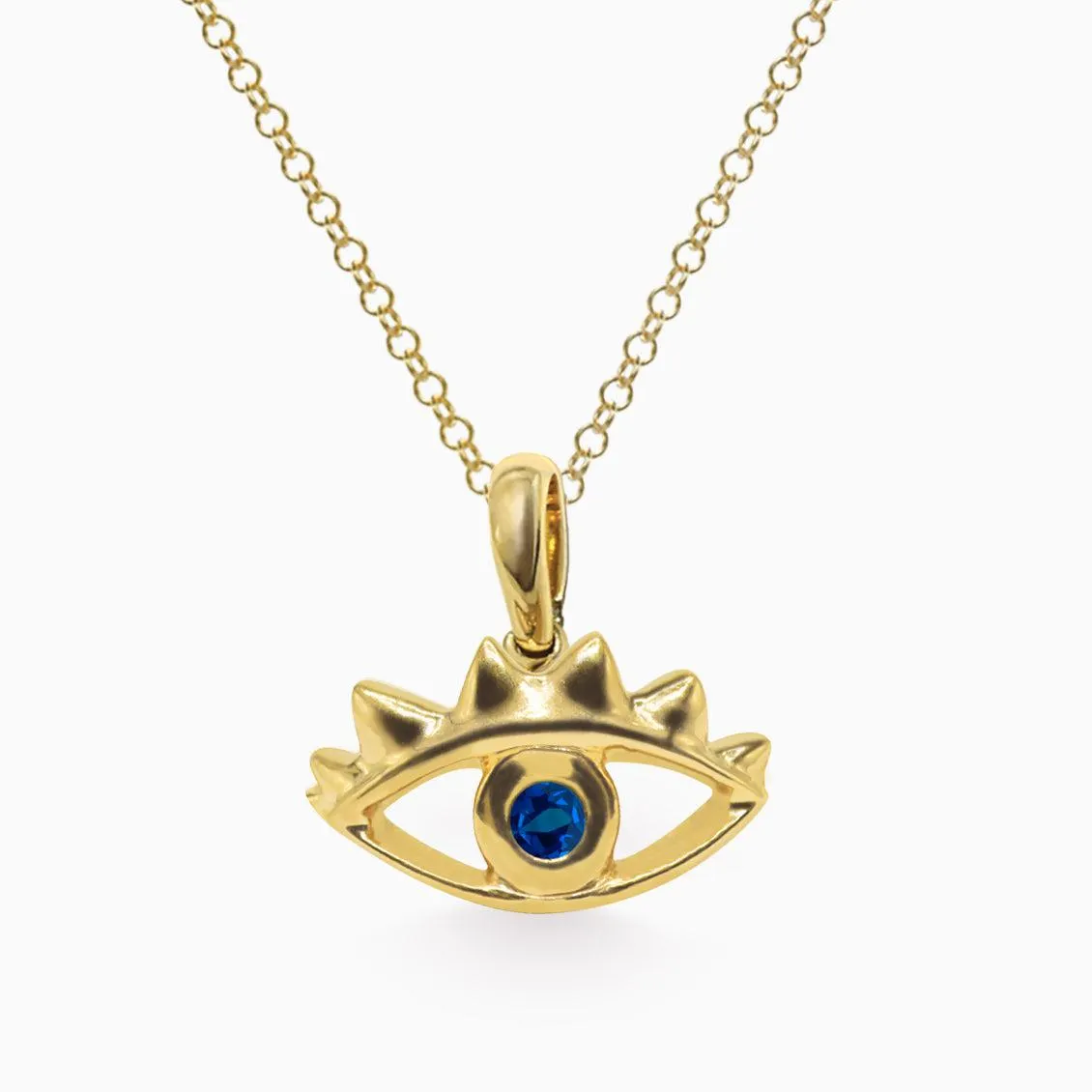 Dije Siena en oro amarillo de 18K forma de ojo con zafiro
