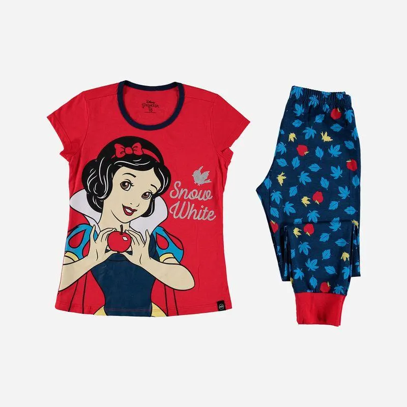 Pijama de Princesas con pantalón largo roja y azul para niña