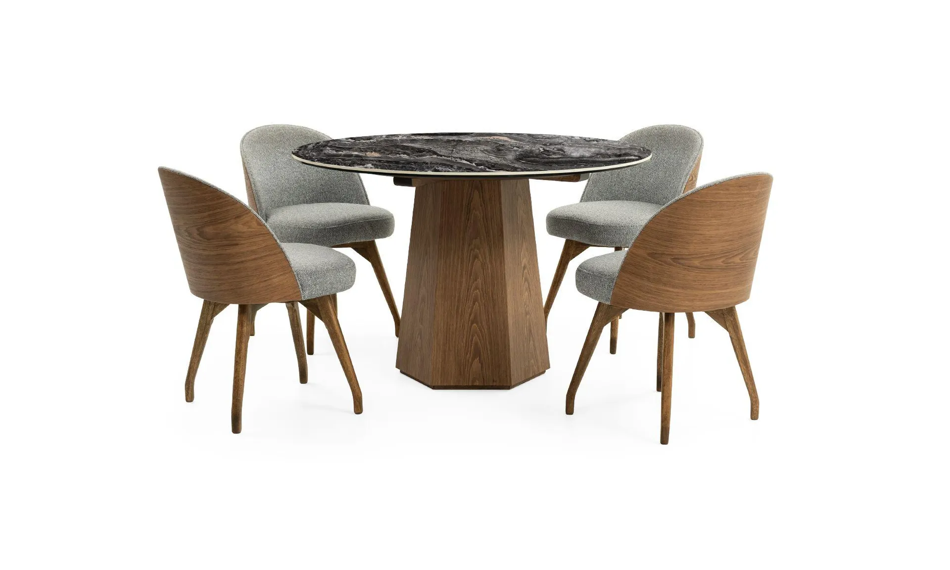 Comedor Milano Sinterizado + 4 sillas Eros tapizadas