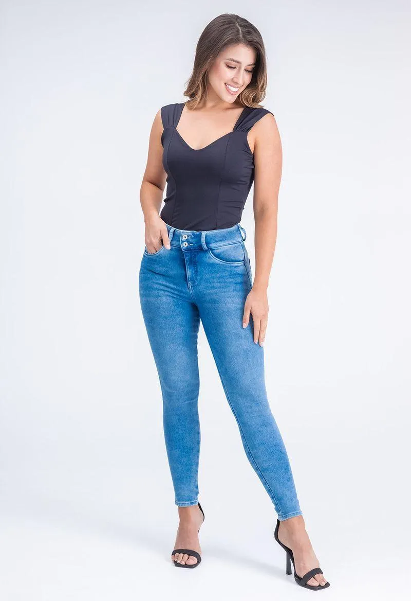 Jean elastik tiro alto