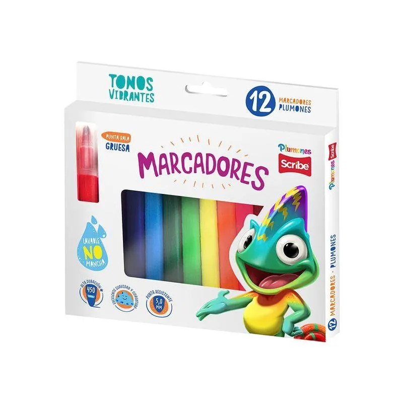 Marcadores punta gruesa Scribe x 12 unds