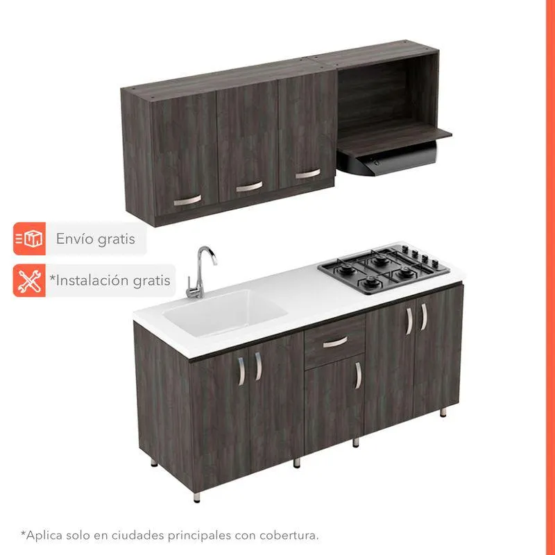 Cocina Cohoes 158*180*60Cm Carbono/Baudo