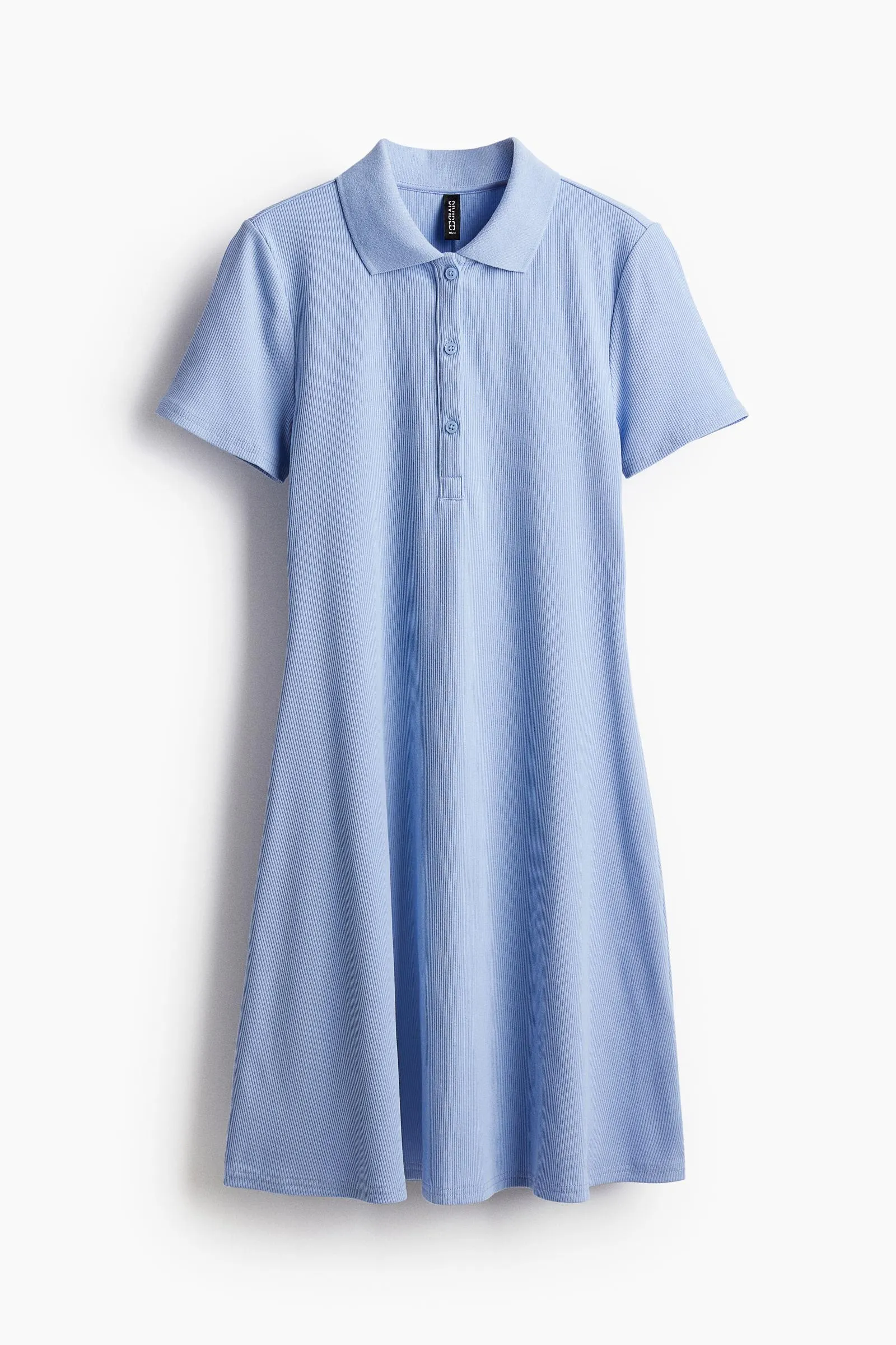 Vestido acanalado con cuello camisero