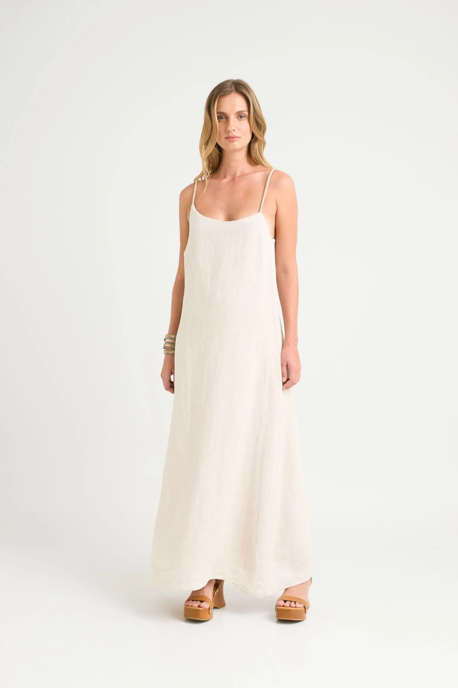 Vestido luze en tejido plano para mujer cargadera trenzada